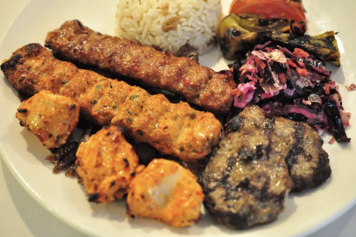 Mixed grill — lamb adana, chicken shish, beef