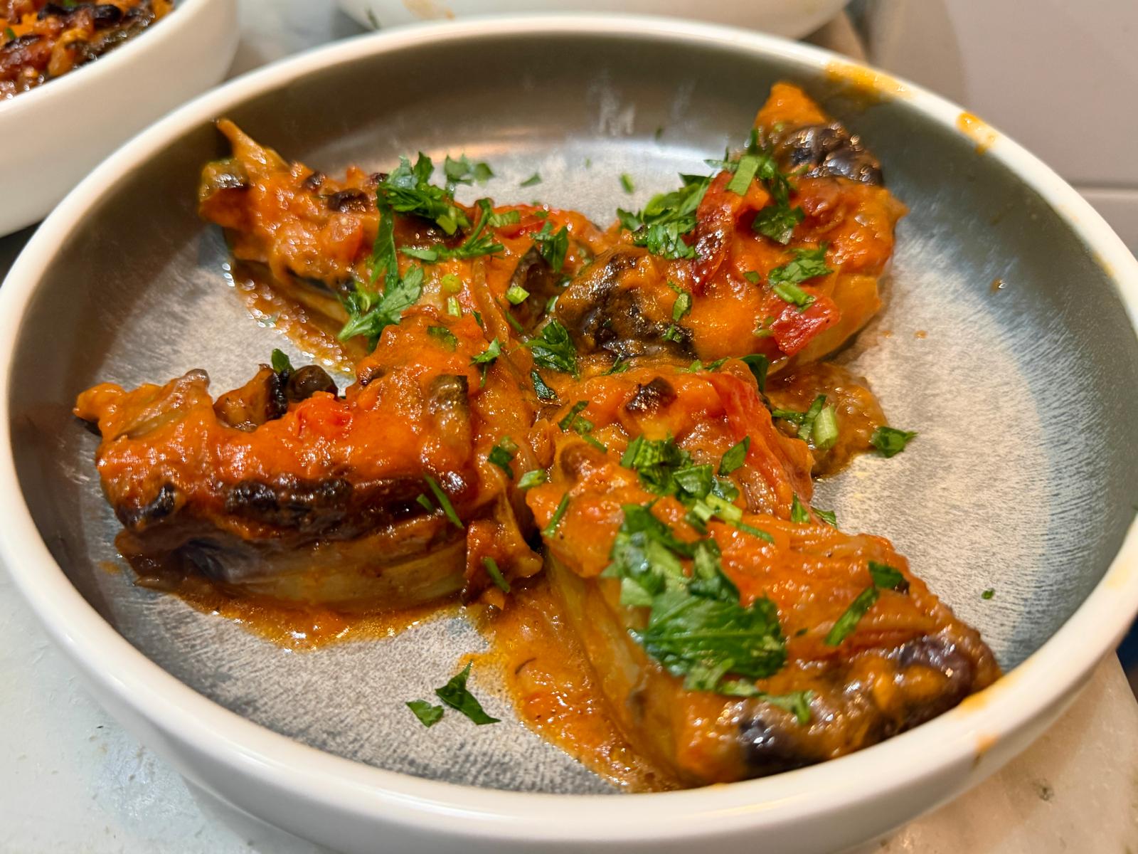 Karnıyarık — stuffed eggplant with tomato and herbs